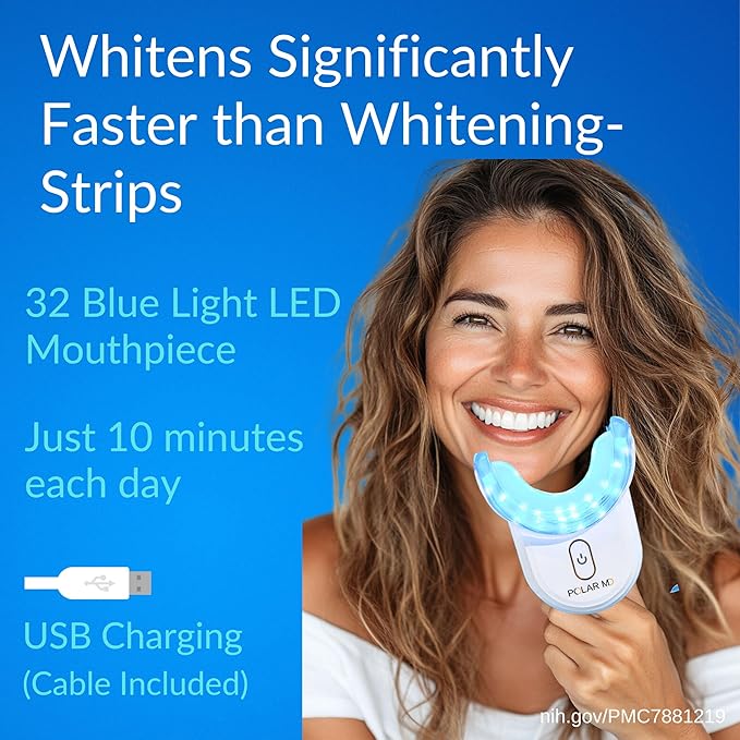 Polar MD Teeth Whitening Kit, Professional Teeth Whitener Gel Pens, 1YR. Supply, Compare to Whitening Strips. Powerful 32 LED Wireless Activating Light.-Ruum Studio Home