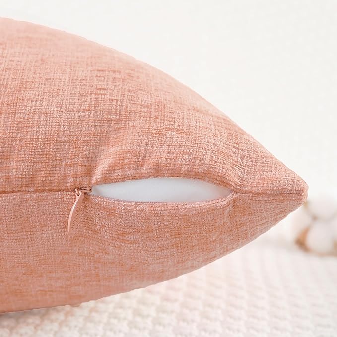 CaliTime Throw Pillow Covers Decorative 18 X 18 Inches Pack of 2 Cozy Chenille Cushion Cases for Couch Sofa Bed Living Room Home Dusty Pink-Ruum Studio Home