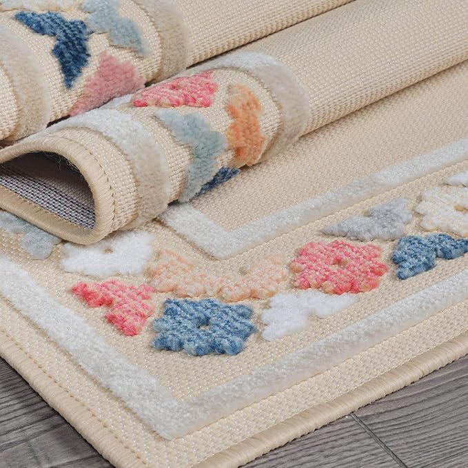 Beverly Rug Outdoor Rug 8x10 Modern Bordered Area Rugs for Indoor and Outdoor Patio Easy to Clean Non Shedding Living Room Porch Garden Washable Outside Carpet (8 x 10 Beige)-Ruum Studio Home