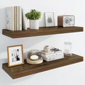 Marsmiles 30" Floating Shelves for Wall, Wooden Shelves with Invisible Brackets Set of 2, Rustic Farmhouse Wall Mounted Shelf for Kitchen Bathroom Living Room Study, Walnut-Ruum Studio Home