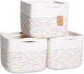 NaturalCozy Storage Cubes 9”x9”x7”Cotton Rope Woven Baskets for Organizing 3-Pack | 9 Inch Cube Storage Bin | Small Basket for Shelf Nursery, Pantry, Decorative Plant, Bathroom Closet, Toy Gift-Ruum Studio Home
