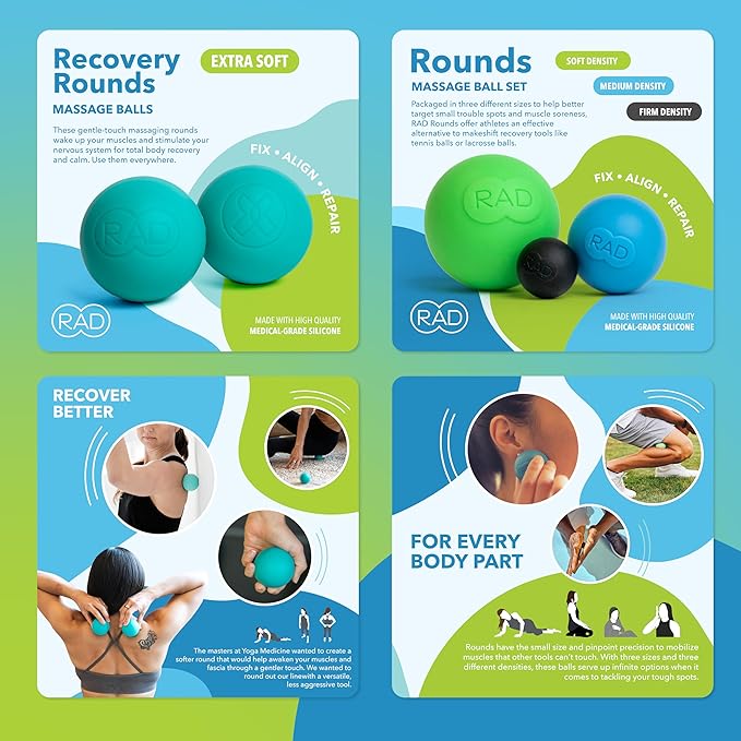 RAD Yoga Bundle for Myofascial Release, Muscle Recovery, & Relaxation – Includes Multi-Use Yoga Block, Neuro Ball Foot Roller, Peanut & Massage Balls in Multiple Sizes & Densities-Ruum Studio Home