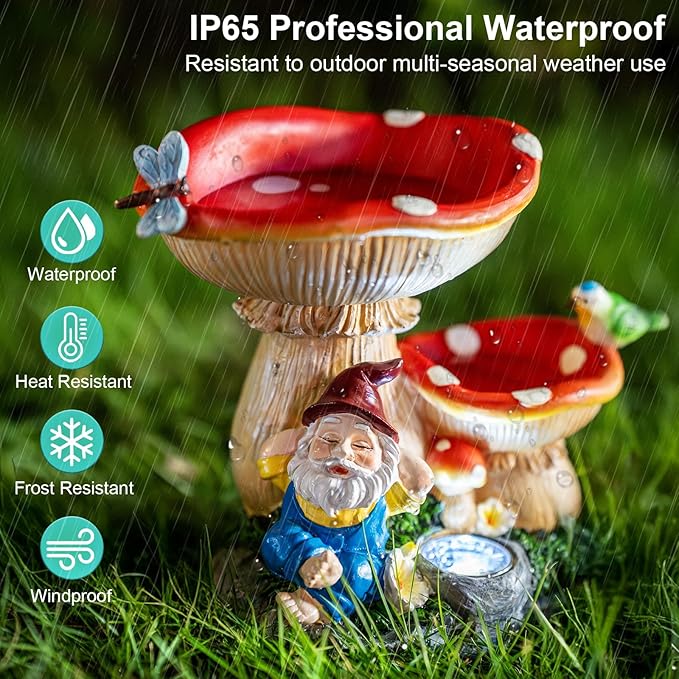 Solar Gnome Statues Figurine Lights - Garden Lighting Outdoor Decorations, Gnome Sleeping Under Mushroom, Yard Art Lawn Ornaments for Porch Patio Balcony - Gnome Gifts for Women Mom-Ruum Studio Home