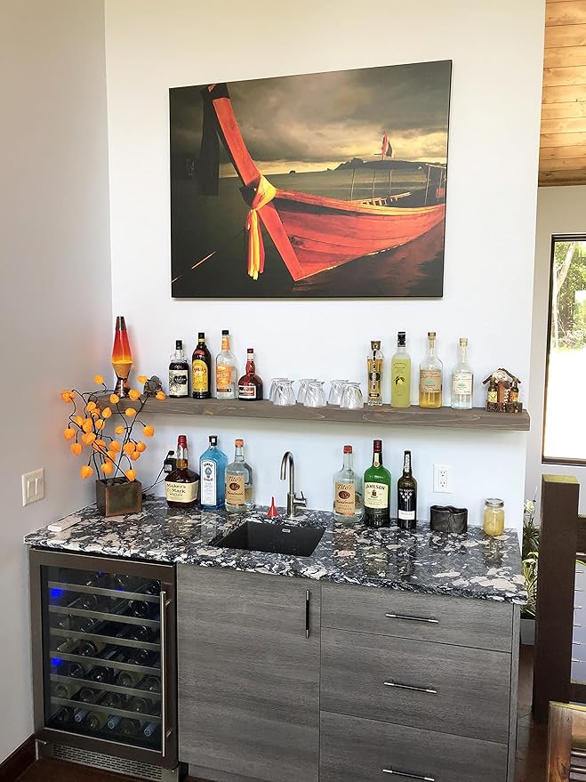 Joel's Antiques - 54 Inch Wooden Floating Shelves for Wall - 54x8x2 in - Made of Natural Wood - Long Heavy Duty Rustic Wall Shelves for Bedroom - Perfect for Living Room, Kitchen - Grey-Ruum Studio Home