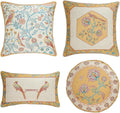 patdrea Design Yellow Linen Throw Pillow Covers Pack of 4, French Square Lumbar Round Pillowcase, Soft Durable Cushion Cases Pillowcase for Couch Bedroom Car Living Room 4 PCS-Ruum Studio Home