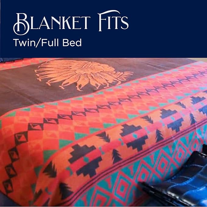 Beacon Blankets Southwestern Chief Henry Native American Design Throw - 72" x 86" Blanket Only - Premium Plush Blanket Can be Used for Twin or Full Size Bed-Ruum Studio Home