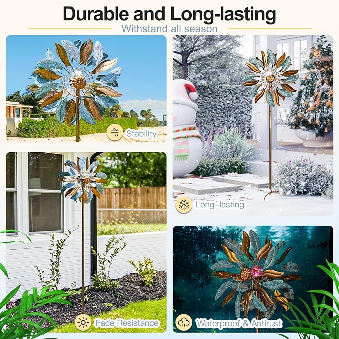 Solar Wind Spinners 87 Inch Extra Large Metal for Yard, Garden Decor Yard Art Windmills for Outdoor-Ruum Studio Home