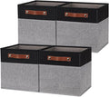 HNZIGE Fabric Cube Storage Baskets 11x11, Set of 4, Foldable Baskets with Handlesfor Organizer Closet(Black Gray)-Ruum Studio Home