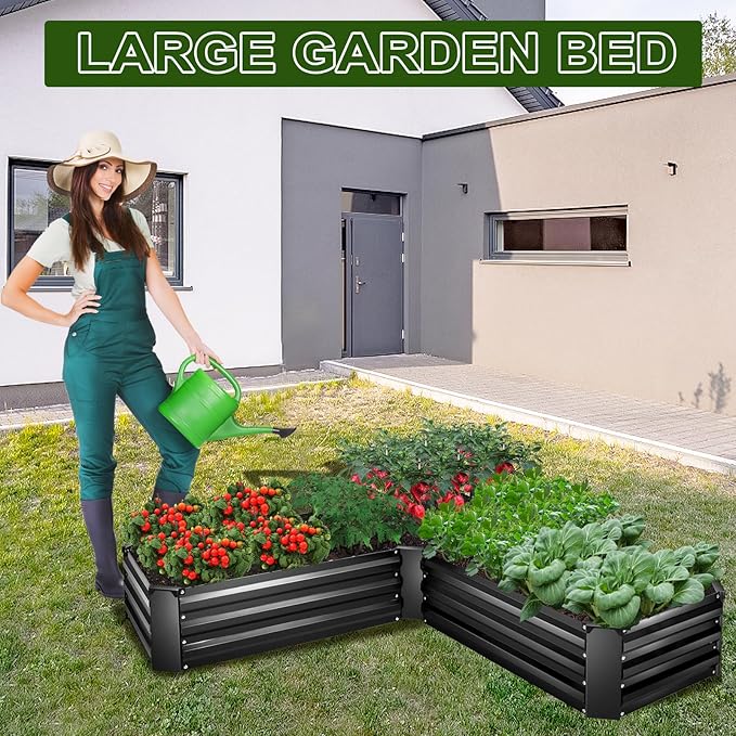 EDOSTORY Raised Bed Garden Bed Kit, 5x5x1ft Galvanized Planter Tall Raised Garden Boxes Outdoor, Large Metal Raised Garden Beds for Vegetables, Flowers, Herbs-Ruum Studio Home