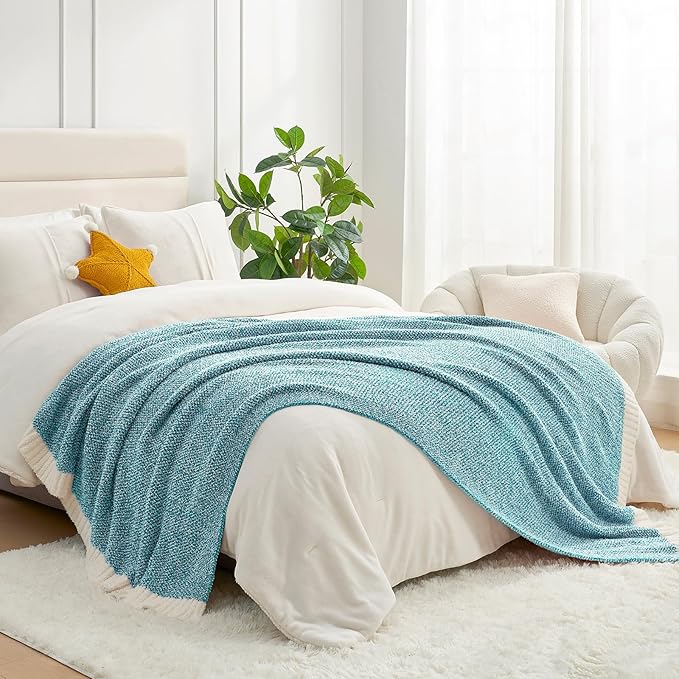 Snuggle Sac Teal Blue Reversible Super Soft Blanket Twin Size for Bed and Sofa, Heather Teal, 60x80 inches-Ruum Studio Home