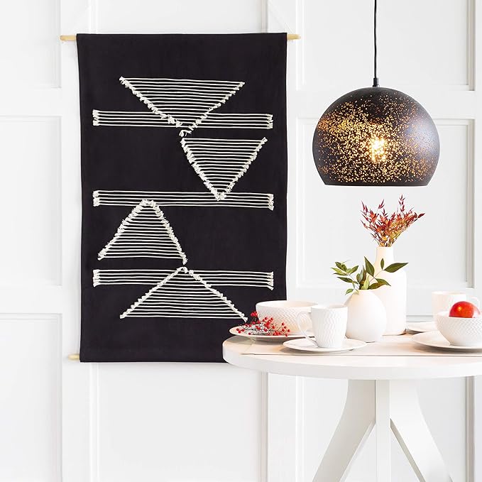 Mark&Day Wall Art, Hohenzell Modern Farmhouse Black Macrame Tapestry Wall Hanging for Living Room, Bedroom, Office or Kitchen (36"H x 24"W)-Ruum Studio Home