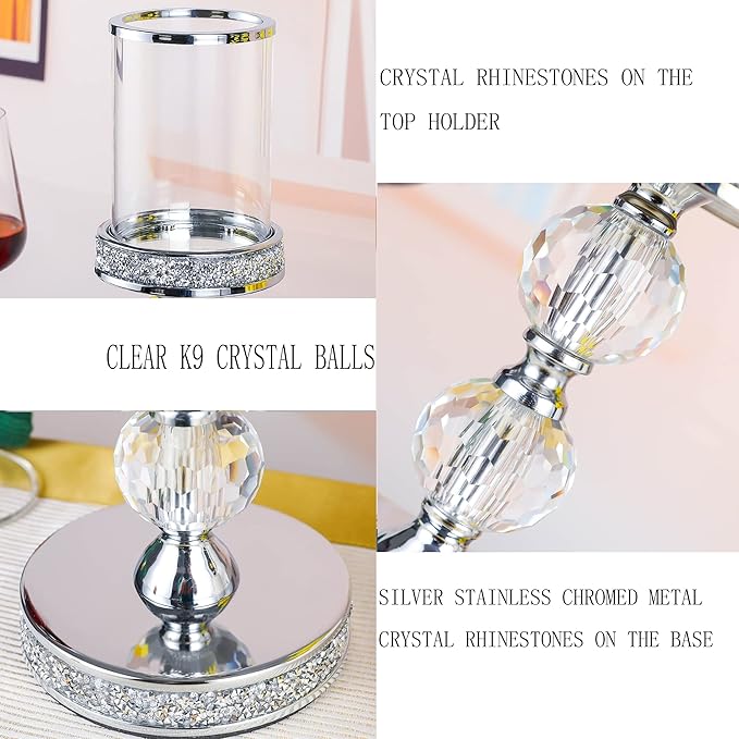 Candle Holders for Pillar Candle, Pillar Crystal Candle Holders, Candlesticks Holder for Wedding, Dining Coffee Table, Centerpieces, Home Decor CH00XM-Ruum Studio Home