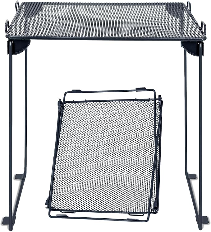Neudeco Pack 2, Mesh Locker Shelf, Stackable Extra Tall Locker Organizer, Collapsible and Metal Build, Fits Standard Size School Locker, Suitable for Work, Kitchen, Bathroom (Grey)-Ruum Studio Home