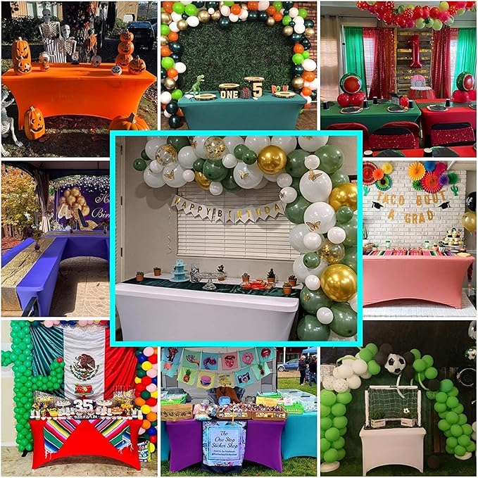 IVAPUPU 2 Pack 4FT Table Cloth for Rectangular Fitted Events Stretch Royal Blue Table Covers Washable Cover Spandex Tablecloth Protector for Party, Wedding, Cocktail, Banquet, Festival-Ruum Studio Home