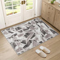 Modern Abstract Door Mat Indoor Entrance 2X3 Front Porch Area Rug Washable, Non-Slip Small Grey Rugs for Entryway Bathroom Ultra-Thin, Throw Carpet for Kitchen Bedroom Nursery Kids Print Faux Wool-Ruum Studio Home