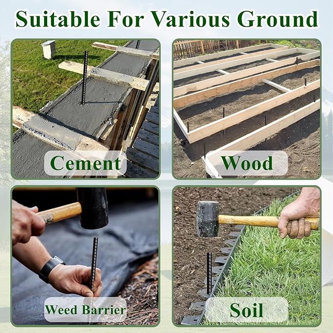 Rebar Stakes 16 Inch 20 Pack Heavy Duty Ground Anchors with Chisel Point End Long Straight Steel Tent Stakes 3/8" Thickness Metal Spikes Black Coated for Concrete Timber Camping Garden Plant-Ruum Studio Home