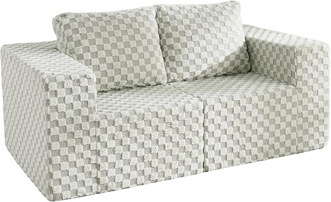 Modular Sectional Sofa 2 Seater Loveseat Modular Couch with Deep Seat Memory Foam Cloud Sofa Chair with Pillows Oversized Sectional Sofa for Living Room Bedroom (Plush GREYOLIVE, Loveseat)-Ruum Studio Home