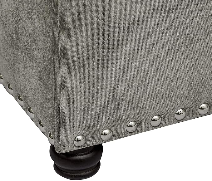 Joveco Storage Ottoman Foot Rest Stool, 24" Velvet Footstool Bench for Living Room Bedroom, Light Grey-Ruum Studio Home