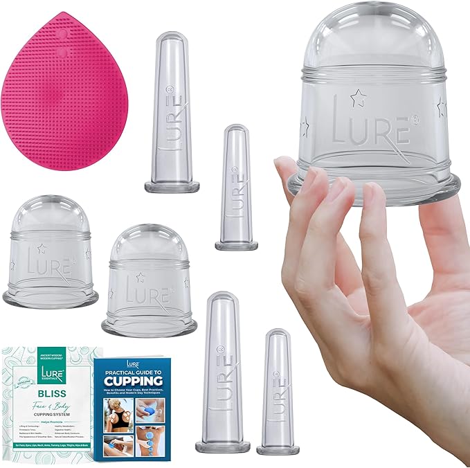 Bliss Face and Body Cupping Therapy Set – Includes Facial Cups for Cupping and Anti-Cellulite Cups - Release Fascia, Lymphatic Drainage, Natural Pain Relief-Ruum Studio Home