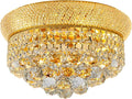 5-Light Crystal Flush Mount Chandelier Ceiling Light Fixture for Living Room Dining Room Bedroom Foyer Entryway Hallway Closet Bathroom (Gold D14)-Ruum Studio Home