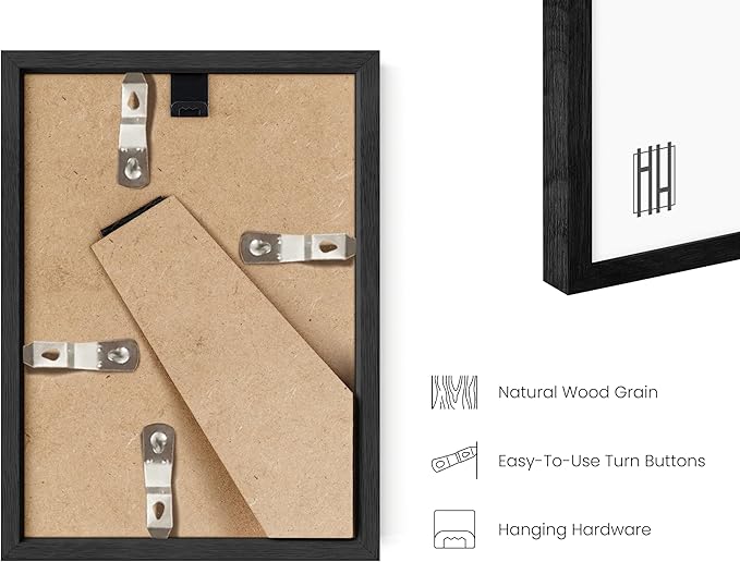 HAUS AND HUES Black Oak Wood Gallery Wall Tabletop Frames Made with Real American Oak and Shatter-free Plexiglass - Set of 6 (Four 4x6, Two 5x7, Framed Black)-Ruum Studio Home