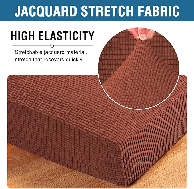H.VERSAILTEX Super Stretch Individual Seat Cushion Covers Sofa Covers Couch Cushion Covers Slipcover Sets Thick Jacquard Textured Twill Fabric (1 Piece Sofa Cushion Cover, Rust)-Ruum Studio Home