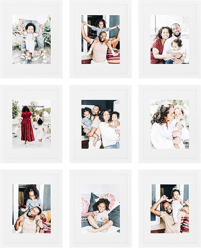 Sheffield Home 9 Piece Gallery Wall Frame Set, 11x14 Inch, White-Ruum Studio Home