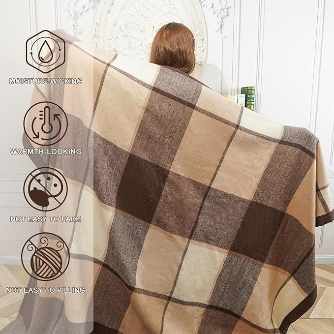 YOUR MOON 100% Pure Wool Queen Size, Australian Organic Natural Wool Blankets, Hypoallergenic Blanket for Bed, Medium Weight(Coffee, 90 * 90)-Ruum Studio Home