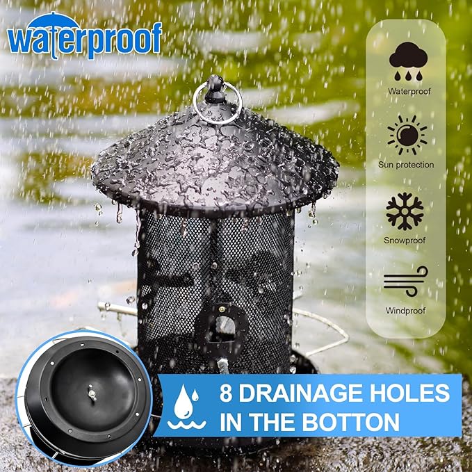 Large Bird Feeders for Outside: 12.6inch Metal for Outdoors Hanging with Black for Garden Yard Outside Decor Cardinal Finch -Ruum Studio Home