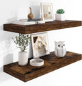 Heimlove 12" Deep Floating Shelves, 36 x 12 Inch Wall Mounted Long Floating Shelf with Invisible Brackets, for Home Decor, Bedroom, Kitchen, Living Room, Bathroom - 2 Pack, Rustic Brown-Ruum Studio Home