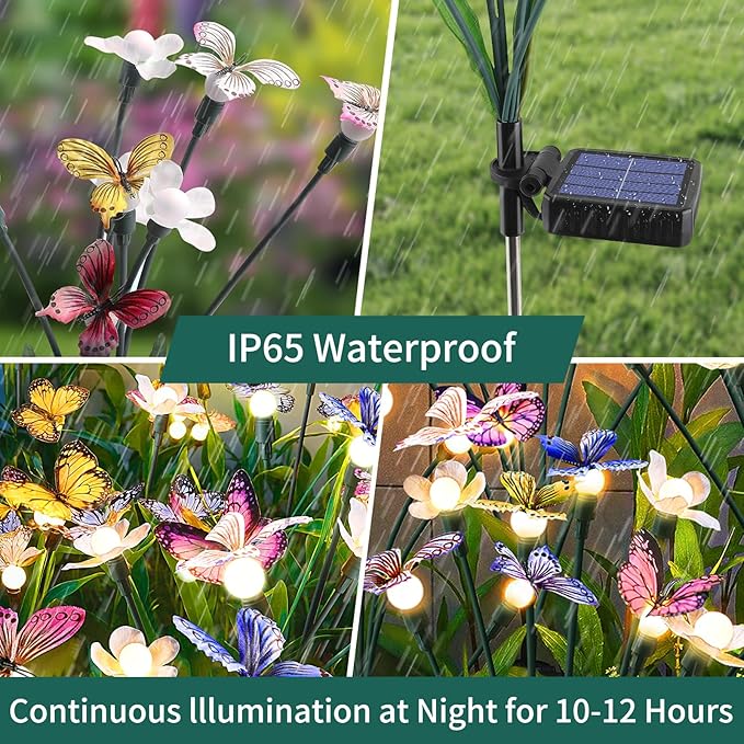 Solar Garden Lights,2packs-16LED,Outdoor Solar Powered Decor for Yard, Patio, Pathway, IP65 Waterproof Butterfly Lights-Ruum Studio Home