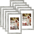 Vittanly 8x12 Picture Frames Set of 9, Shatter Resistant Plexiglass, Display 6x8 Pictures with Mat or 8x12 without Mat, Photo Frames for Wall or Tabletop, Engineered Wood, Grey-Ruum Studio Home