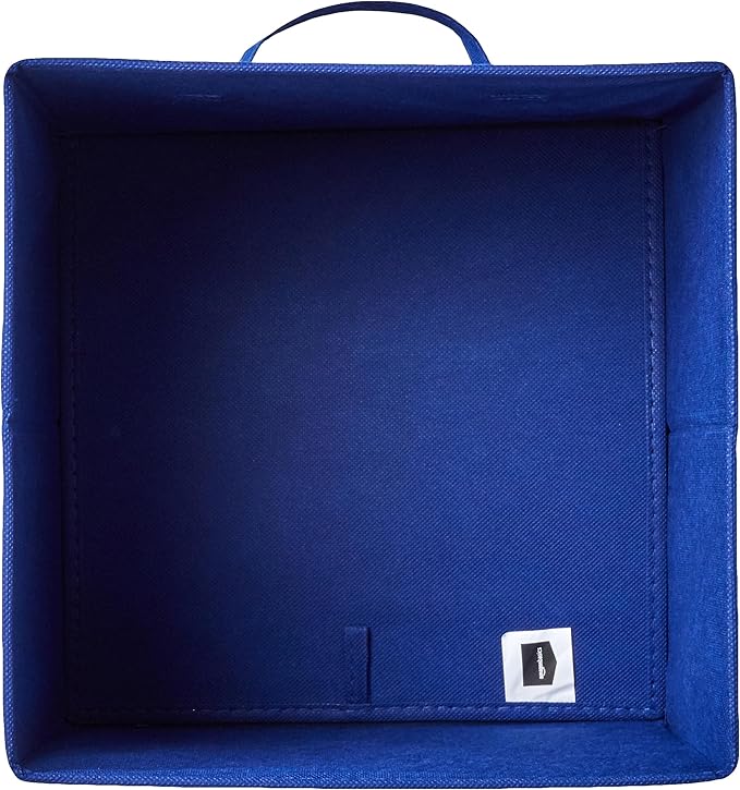 Amazon Basics Cube Organizer Storage Bins Handles, Collapsible Fabric, Pack of 6, 13"x13"x13", Navy-Ruum Studio Home