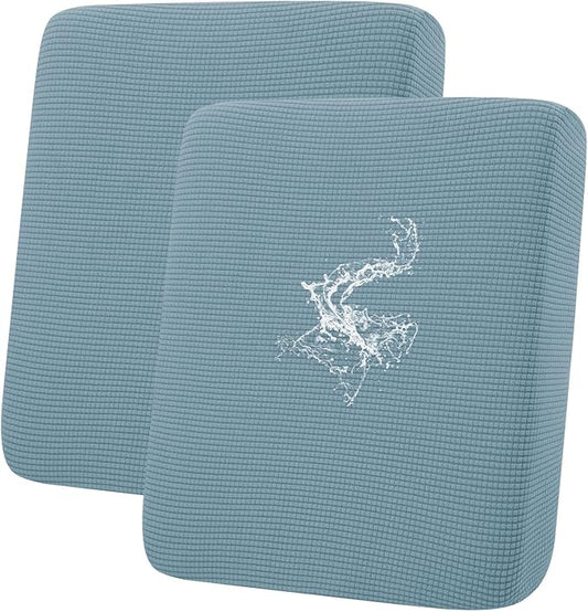hyha Waterproof Couch Cushion Covers for Pets, Non Slip Sofa Seat Cover for Dogs Washable, Soft Thick Stretch Jacquard Fabric, Sofa Slipcovers with Elastic Bottom (2 Pieces, Lake Blue)-Ruum Studio Home