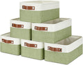 DULLEMELO Storage Baskets for Shelves, Small Fabric Collapsible Rectangular Storage Baskets for Organizing, Closets, Nursery, Home, Office, Empty Gift Baskets (6-Pack, White&Green)-Ruum Studio Home