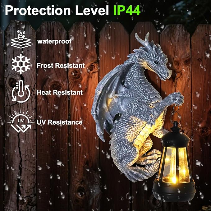 Garden Statues Tree Hugger Dragon - Halloween Dragon Statue Solar Lights Outdoor Patio Wall Decor,Christmas& Mothers Day&Birthday Gifts for Grandma Mom Women,Ideas Arts Crafts Waterproof Resin Lantern-Ruum Studio Home