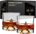 K2 Nepalese Heavy Crystal Whiskey Glasses Gift Set of 2, Thick Freezable Bourbon Glass 1lb Each, Premium Whiskey Gifts for Men, Frozen Crystal Chills Cocktails, 10 oz-Ruum Studio Home