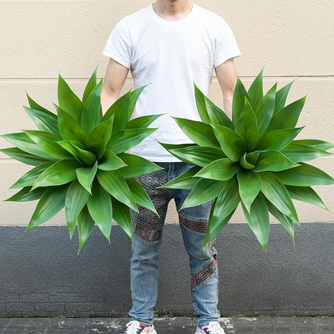 Artificial Agave Plants,Large UV Resistant Fake Agave Planters for Indoor and Outdoor Decorating Plantas Artificiales Decorativas Grandes(2Pack, 28")-Ruum Studio Home