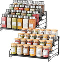 RCHYFEED Spice Rack Organizer for Cabinet Pantry,4 Tier Spice Rack Countertop,Tierd Spice Organization Easy Visibility, Depth Adjustable Seasoning Organizer for Cabinet (Black, 2Pack)-Ruum Studio Home