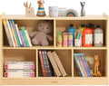 Toy Storage Organizer for Kids Room, Wooden Kids Bookshelf for Classroom, Cube Storage Organizer for Playroom, 5-Section Montessori Bookshelf & Toy Shelf for Nursery-Ruum Studio Home