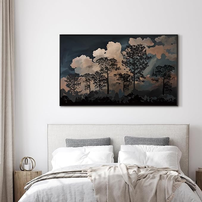 SIGNWIN 30"x60" Extra Large Framed Wall Art Silhouetted Trees at Dusk, Dramatic Forest and Cloudscape for Home Living Room Bedroom Decor (Frame Assembly Required)-Ruum Studio Home