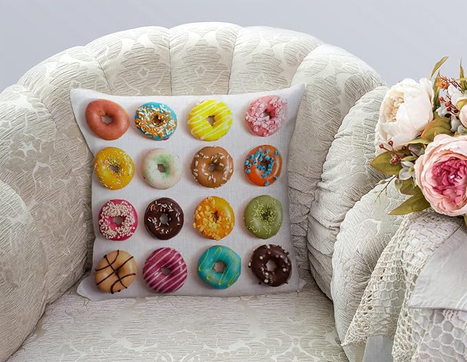 TSSOHU Outdoor Patio Throw Pillow Cover Colorful Donuts Farmhouse Décor Outside Furniture Swing Seat Bench Chair Decorative Cushion Cases 18x18 Deep Seat Bed Couch Sofa-Ruum Studio Home