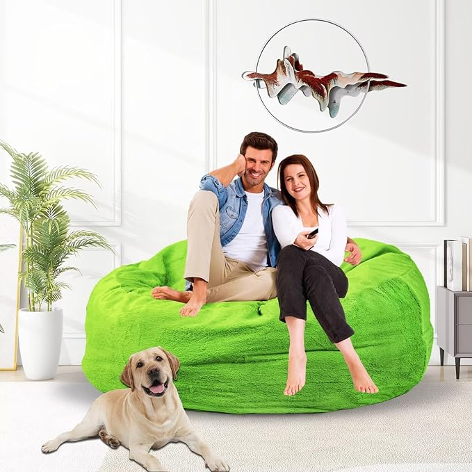 Bean Bag Chair for Adults 4FT,Soft Removable Cover for Teens/Girls Bedroom,Fluffy Giant Round Floor Beanbag Lounger Chairs (No Filler,Green)-Ruum Studio Home