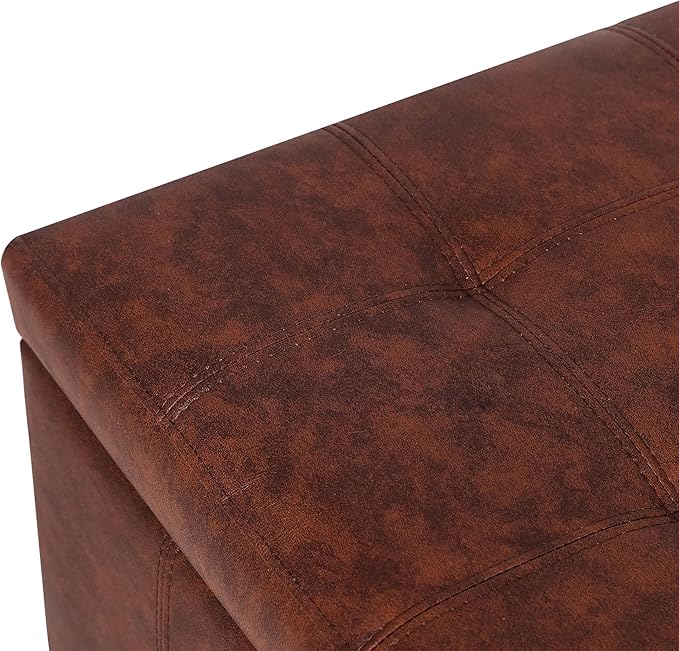 Joveco 51 Inch Storage Ottoman Bench,Tufted Leather Storage Bench for Bedroom (51”,Brown)-Ruum Studio Home