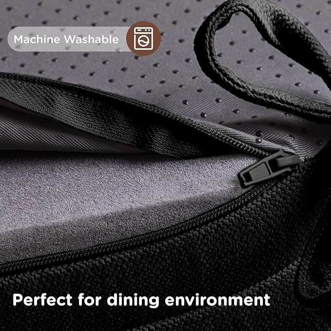 Codi Dining Chair Cushions 4 Pack, Thick Chairs Pads for Indoor Kitchen Room - Washable, Non-Slip Memory Foam Seat Cushion with Ties, 16.5"x16.5"x 3.5", Set of 4, Black-Ruum Studio Home
