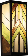 RIVER OF GOODS Art Deco Stained Glass Outdoor Light Fixture - 16.25" H - Decorative Porch Light - Green-Ruum Studio Home