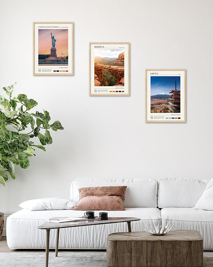 HesenDot Natural OAK Wood Framed Mount Fuji Wall Art, 12x16in Japanese Natural Scenery Canvas Wall Print, Classic Urban Landmark Wall Decor for Living Room, Bedroom,Office Gallery Set of 1-Ruum Studio Home