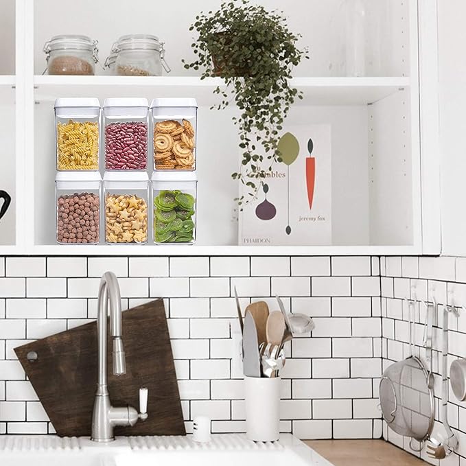 Vtopmart 6 PCS Airtight Food Storage Containers, BPA Free Plastic Snack Containers with Easy Lock Lids, for Kitchen Pantry Organization and Storage, Include 24 Labels, 0.8L-Ruum Studio Home
