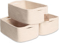 NaturalCozy 11.8"x8"x4.5” Storage Baskets for Shelves 3 Pack | Cotton Rope Woven Small Baskets for Organizing | Small Storage Bins for Nursery, Bathroom, Closet, Cube Shelf, Decorative, Gift Basket-Ruum Studio Home