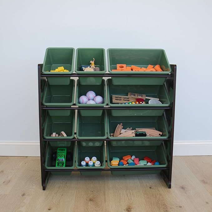 Humble Crew Kids Toy Storage Organizer with 12 Plastic Bins, Camo – Removable Bins for Playroom, Bedroom, Toddler Furniture for Boys and Girls Ages-Ruum Studio Home